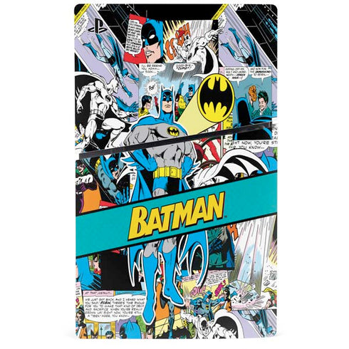 DC Comics Batman Vintage Pose Collage Art PS5 Slim Digital Edition Console Skin